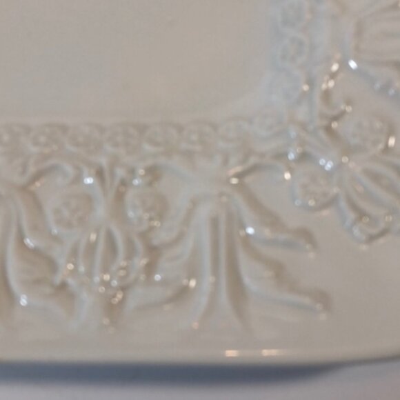 Classic White Embossed Square Serving Platter - Picture 13 of 15